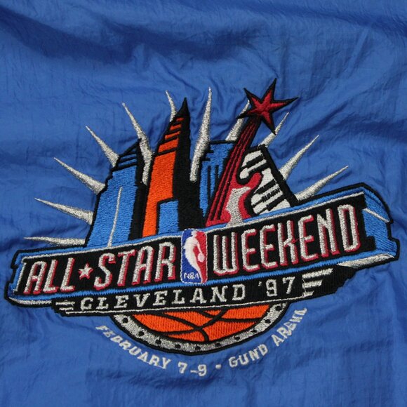 VTG Unique Sports Jacket Mens XL Blue 1997 NBA All Star Weekend Windbreaker - Picture 10 of 15